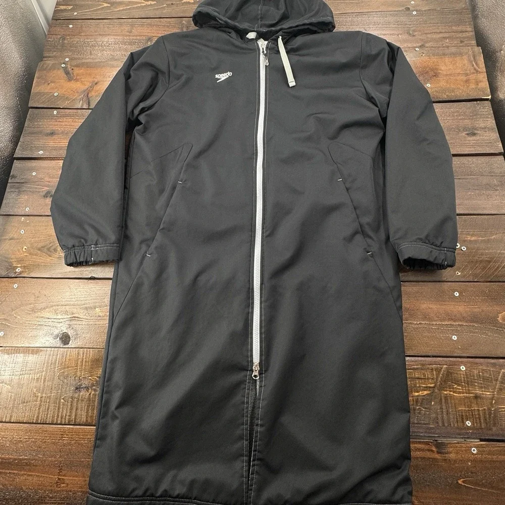 Speedo Hooded Fleece Lined Swim Team Parka Unisex Adult Swim Jacket Coverup Sz S